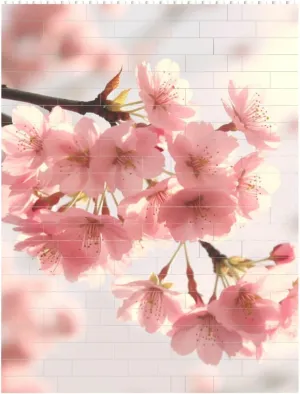 Cherry Blossom Building Block Puzzle Personalized Building Bricks for Adults Square Shaped DIY Brick Block Puzzles Valentine's Day Gifts for Home Decor Brick Puzzle
