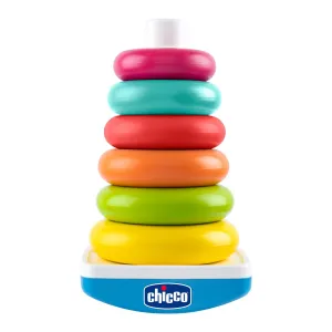 Chicco Ring Tower Game with Swinging Base and 6 Stackable Coloured Rings Children's Toy 9-36 Months