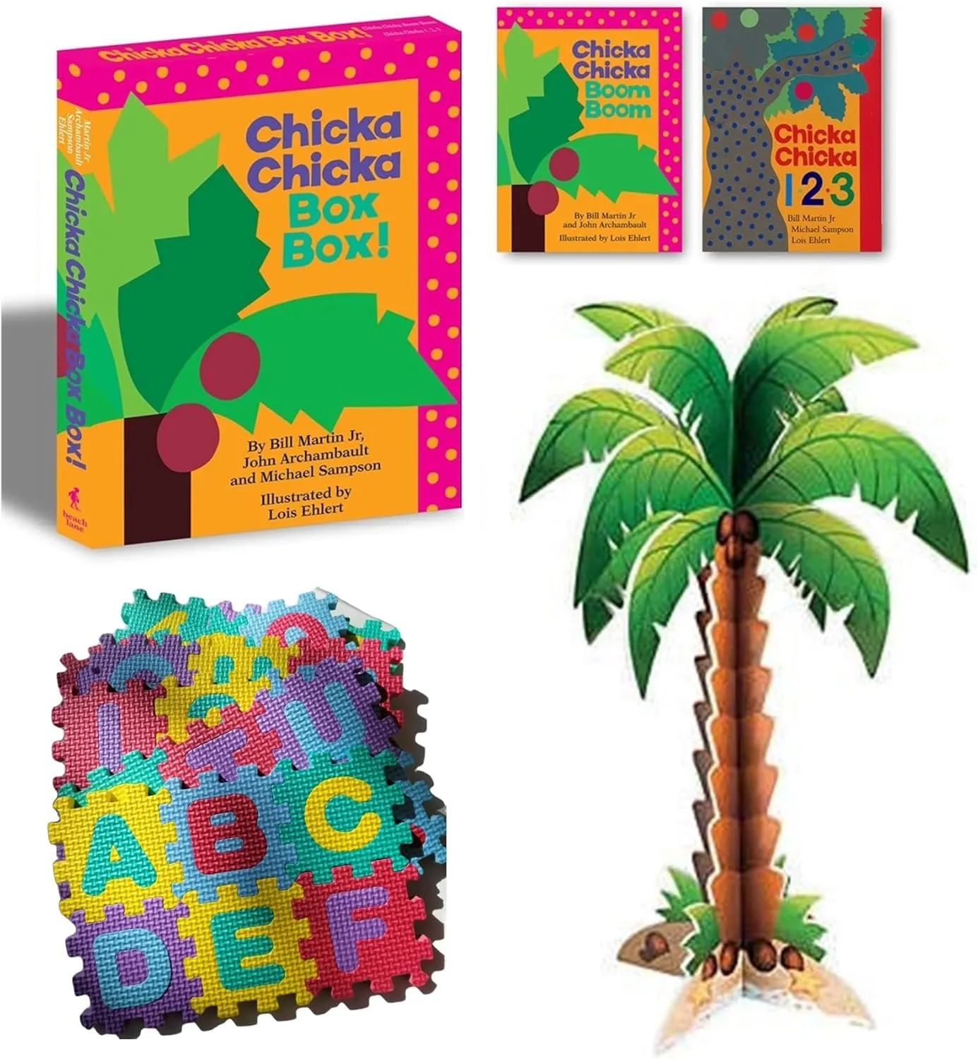 Chicka Chicka Boom Boom and Chicka Chicka 1 2 3 by Bill Martin Jr and Activity Gift Set Includes Alphabet , Numbers , Coconut Tree