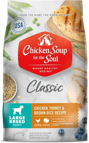 Chicken Soup For The Soul Classic Dry Large Breed Puppy Food, Chicken, Turkey & Brown Rice Recipe, 28 Pound Bag | Soy Free, Corn Free, Wheat Free, Dry Dog Food Made with Real Ingredients