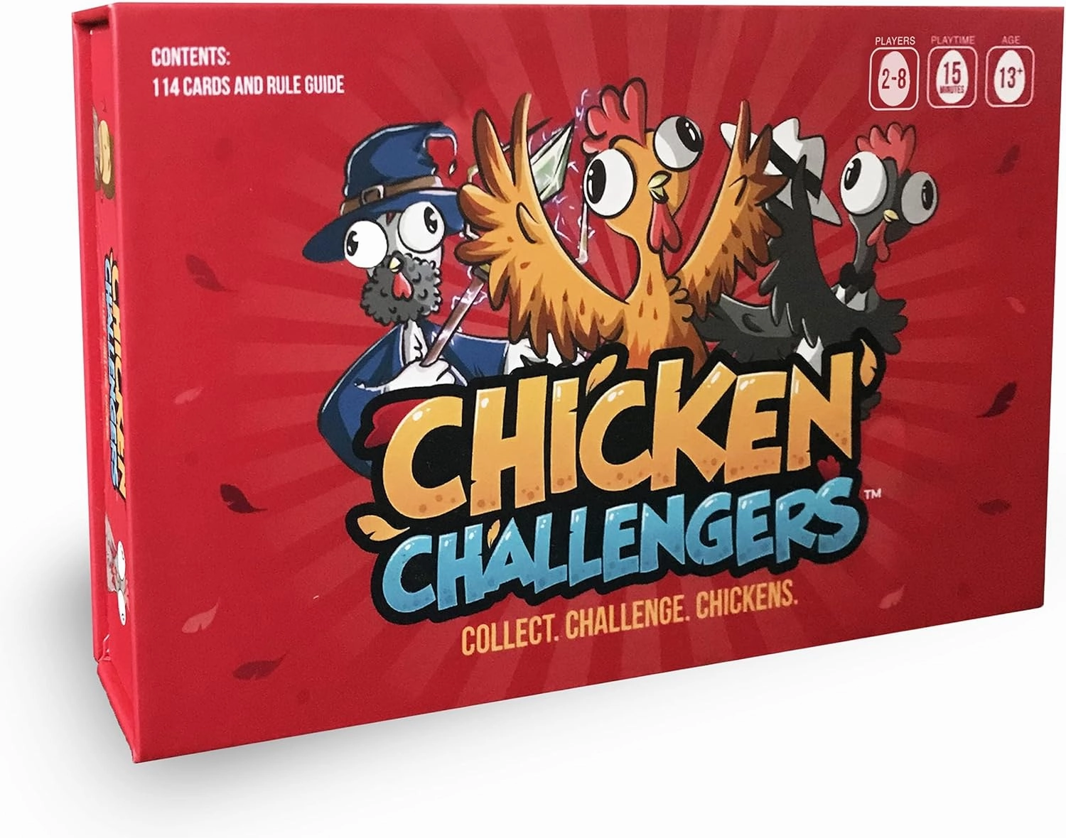 Chicken Challengers Card Game, Hilarious Games for Adults & Teens, New and Strategic Games for Adults and Family Game Night, 2-8 Players, Ages 13 , Travel-Friendly, 114 Cards