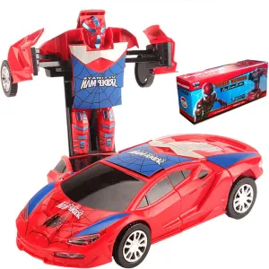 Children's Toy Deformation Robot Transforming Toy Cars Electric Deformation car With Lights and Music One-Button Deformation and 360 Degree Rotating Drifting Christmas Birthday present for Boys Girls