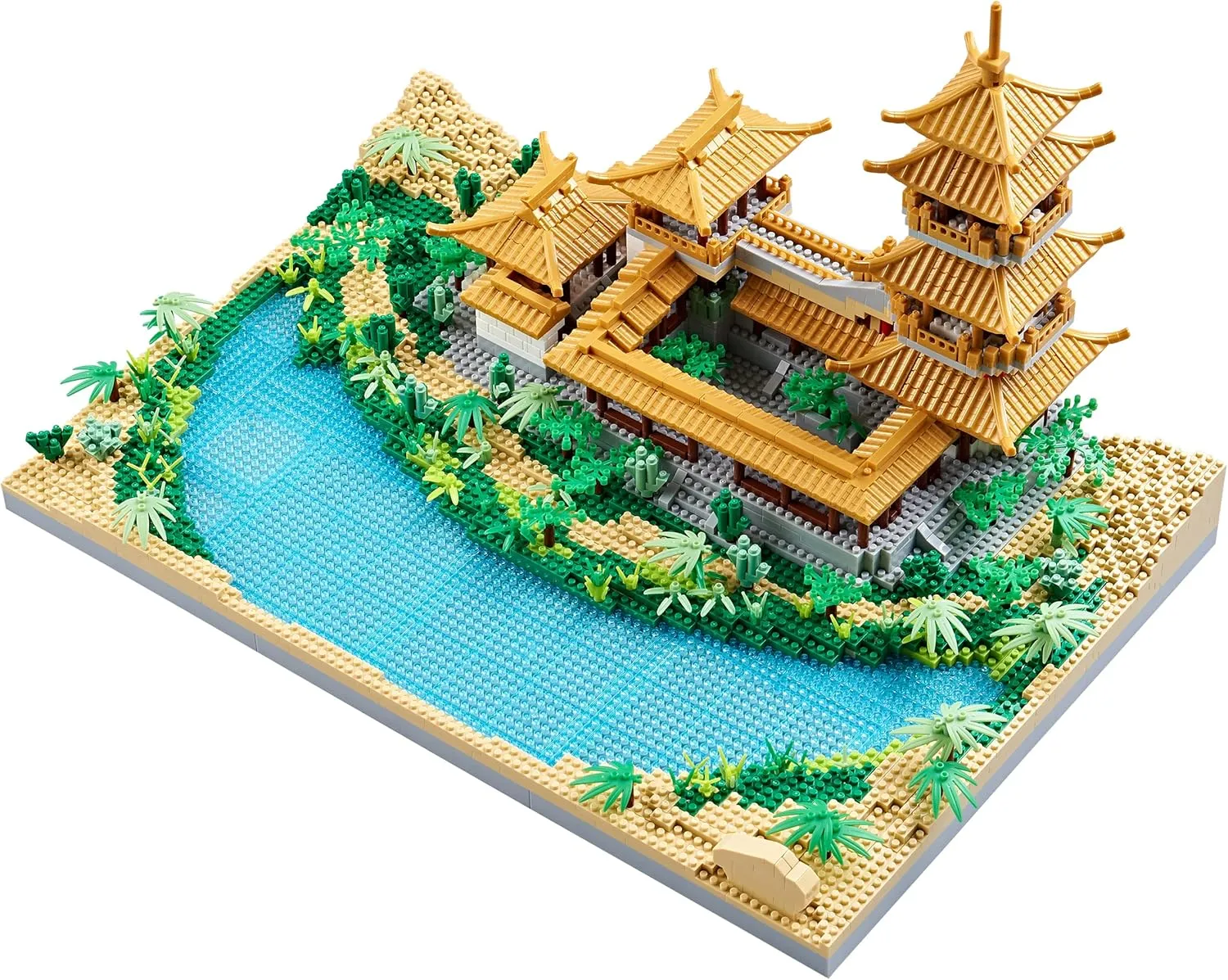 Chinese Architecture Mini Bricks Building Blocks Crescent Moon Spring Collection Model for Display Micro Block for Adults Decorative Creative Toy Present for Children Age of 14  3350 PCS