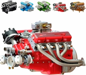Cison V8 Engine Kit Gasoline, Gasoline Ohv V8 Small-Block Engine Model Kits, Mini V8 Engine Kit That Runs on Gas, Build Your Own Mini Working V8 Engines for Adults(Red)