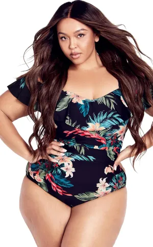 City Chic Women's Plus Size Ingrid Ruffle Print 1 Piece