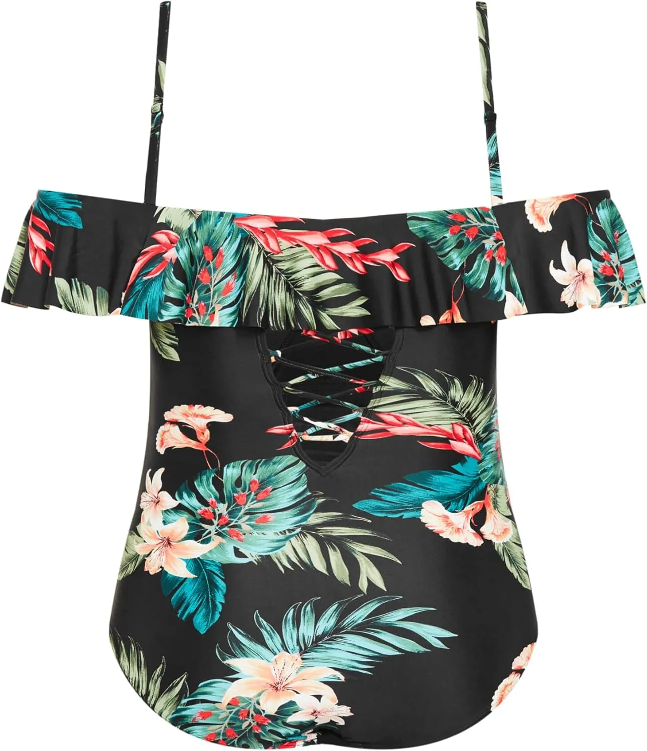 City Chic Women's Plus Size Ingrid Ruffle Print 1 Piece