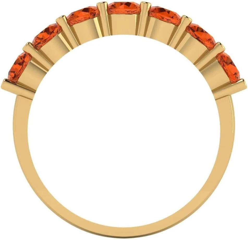Clara Pucci 1.19 Ct Round Cut VVS1 Simulated Ruby Wedding Band – Stackable 14K Solid Yellow Gold Ring – Bridal Anniversary Band for Women – Birthstone Gift for Her