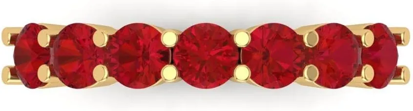 Clara Pucci 1.19 Ct Round Cut VVS1 Simulated Ruby Wedding Band – Stackable 14K Solid Yellow Gold Ring – Bridal Anniversary Band for Women – Birthstone Gift for Her