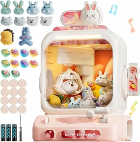 Claw Machine for Kids, Mini Vending Machines with Music Candy Grabber Prize Dispenser Toys for Girls and Boys Age 3 , Electronic Claw Game Machine for Party Birthday Gifts (Rabbit)