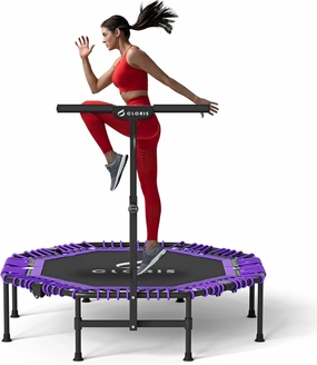 CLORIS 38in/48in Folding Trampoline - Max Load 220lbs / 450lbs Mini Rebounder Fitness Trampoline with Adjustable Foam Handle, with safty Padded Cover Best Gift for Kids/Adult
