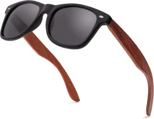 cloudfield Wood Frame Sunglasses for Men and Women with 9-Layer Polarized Lenses and Double Layer of UV Blocking Coating