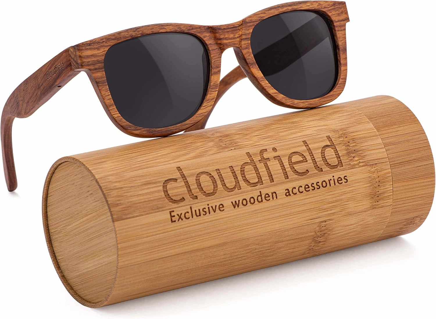 cloudfield Wood Frame Sunglasses for Men and Women with 9-Layer Polarized Lenses and Double Layer of UV Blocking Coating