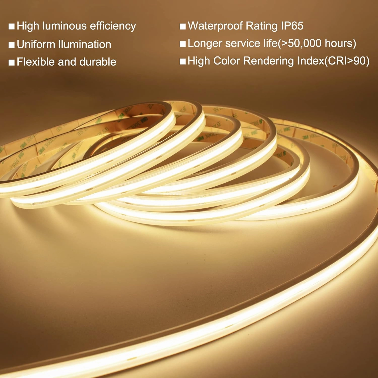 COB LED Strip Lights,2700K Warm White,24V led Light Strips Waterproof,480LEDs/M,16.4ft/5M,CRI90  Outdoor cob led,Ip67 Sauna Lights for Sauna Room,Pool,Garden,(Power Not Included)