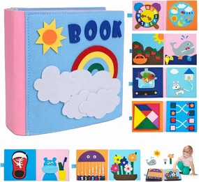 Cobelae Montessori Toys Busy Board for Toddlers, Baby Airplane/Road Trip Quiet Book, Preschool Learning Activities Develop Fine Motor Skills Educational Sensory Travel Toys for Boys and Girls Gifts