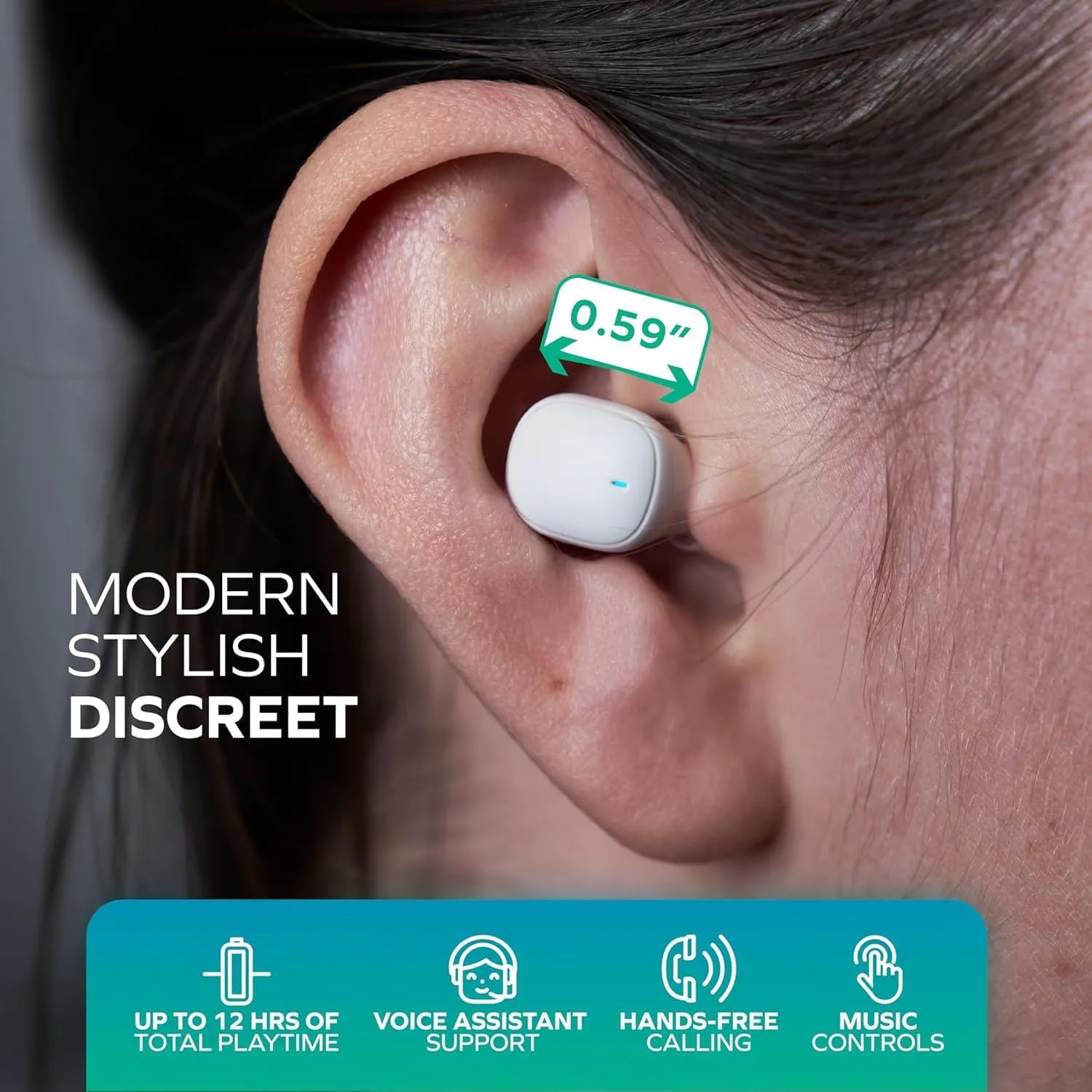 Coby Mini True Wireless Earbuds, Worlds Smallest Wireless Ear Buds, Lightweight in-Ear Headphones & Case, Built-in Mic | Bluetooth Headphones 12-HR Play (White)