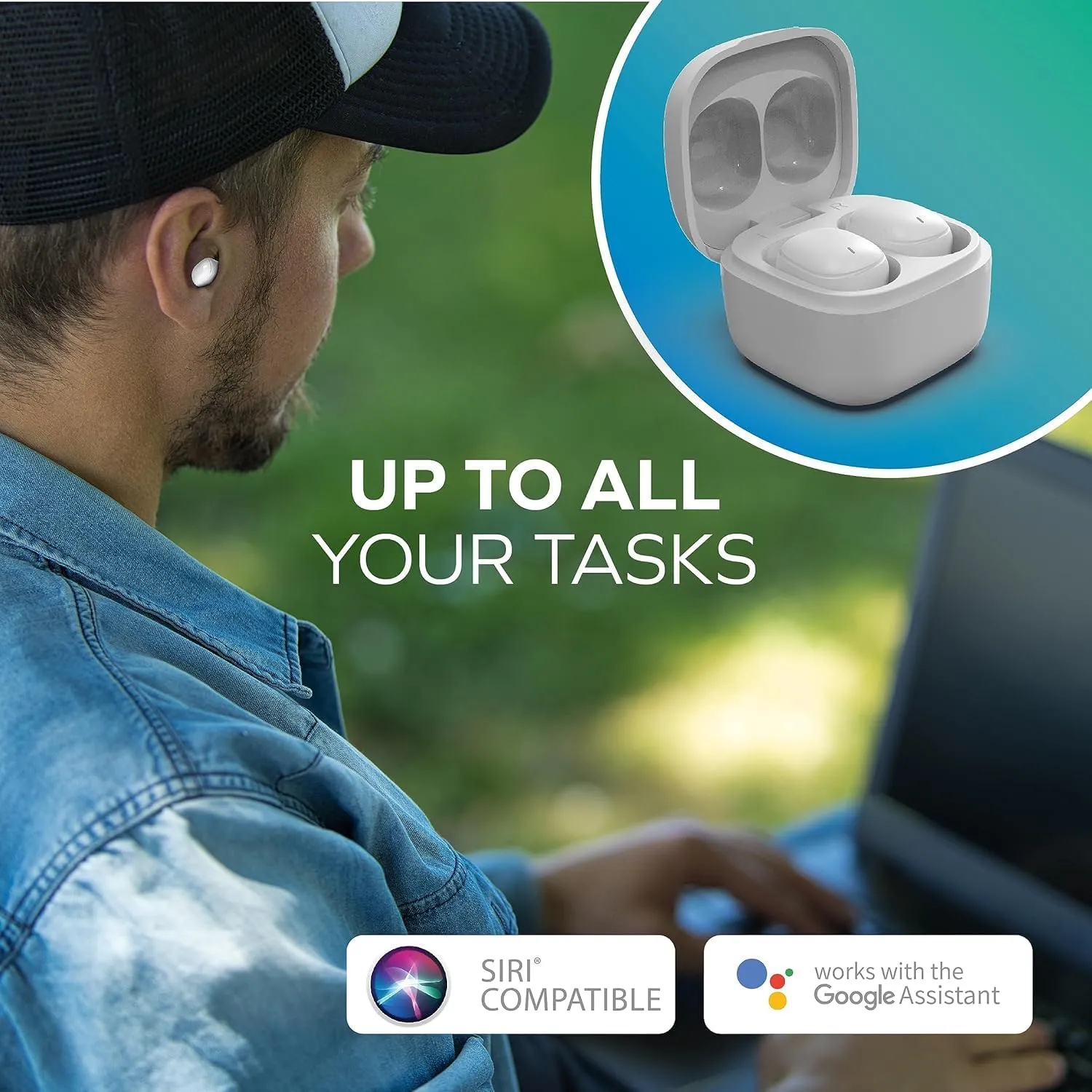 Coby Mini True Wireless Earbuds, Worlds Smallest Wireless Ear Buds, Lightweight in-Ear Headphones & Case, Built-in Mic | Bluetooth Headphones 12-HR Play (White)