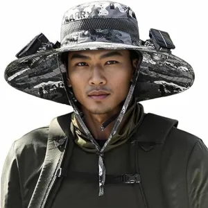 Colitt Fishing hat, Solar Powered Fan Hat, Wide Brim Solar Fan Hat Outdoor Fishing, Removable USB Charging Fan
