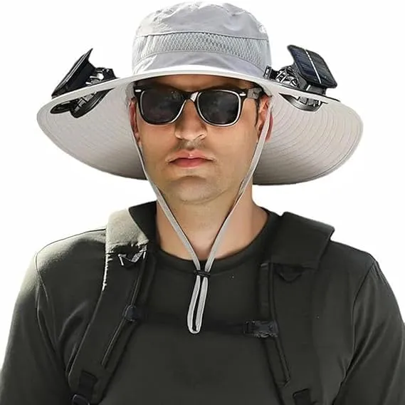 Colitt Fishing hat, Solar Powered Fan Hat, Wide Brim Solar Fan Hat Outdoor Fishing, Removable USB Charging Fan