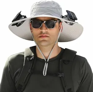 Colitt Fishing hat, Solar Powered Fan Hat, Wide Brim Solar Fan Hat Outdoor Fishing, Removable USB Charging Fan