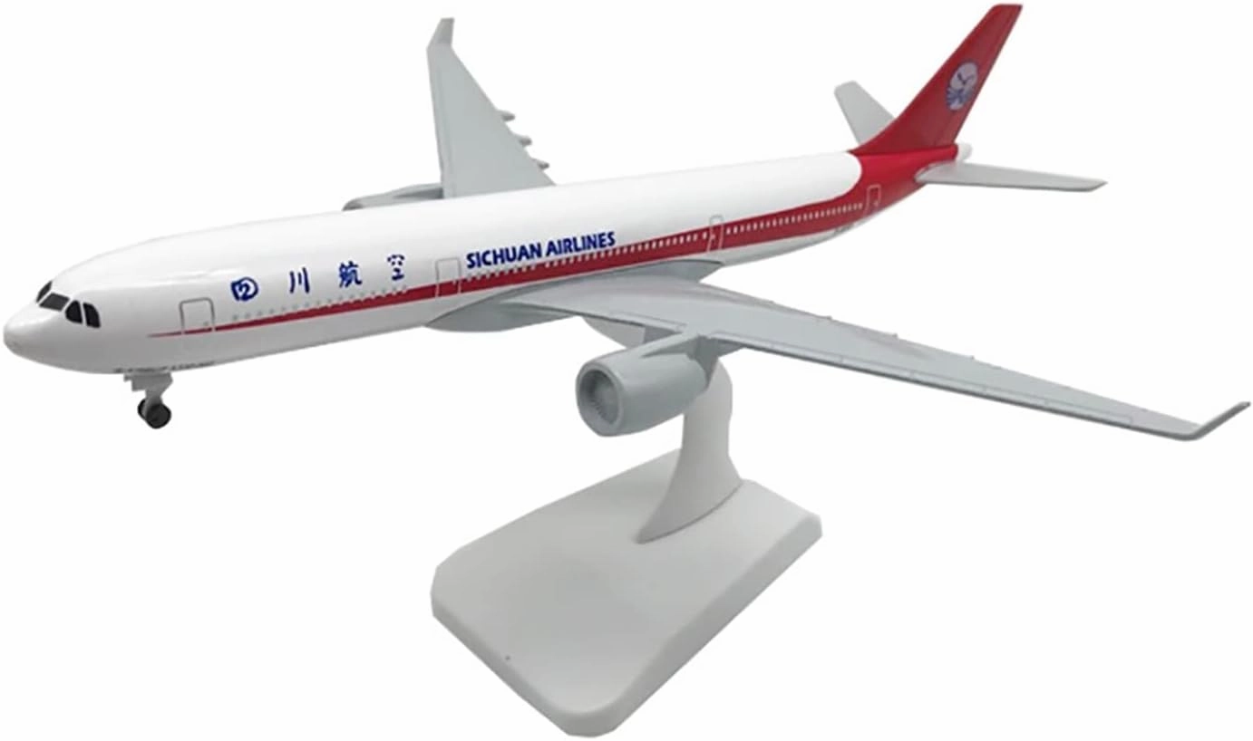 Collectible Alloy Airplane Model 20cm for Sichuan Airlines with Wheels Airbus A330 Simulation Alloy Aircraft Model Children Gift Collection Toy Car Festive Deluxe Gift