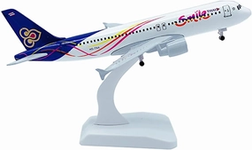 Collectible Alloy Airplane Model 20cm for Thai Smile Airways Airbus A320 with Landing Gear Aircraft Model Children Gift Collection Toy Car Festive Deluxe Gift