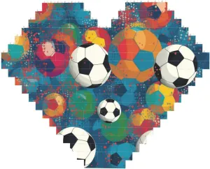 Colorful Football Building Block Puzzle Heart Shaped Personalized Photo Building Blocks Puzzles Family Keepsake Diy Romantic Home Decor Anniversary Birthday Gifts For Her, Him, Lovers, Couples