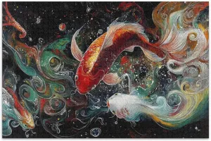 Colorful Koi Fish Funny Puzzles for Adults 1000 Pieces, Large Piece Puzzles, Game Night