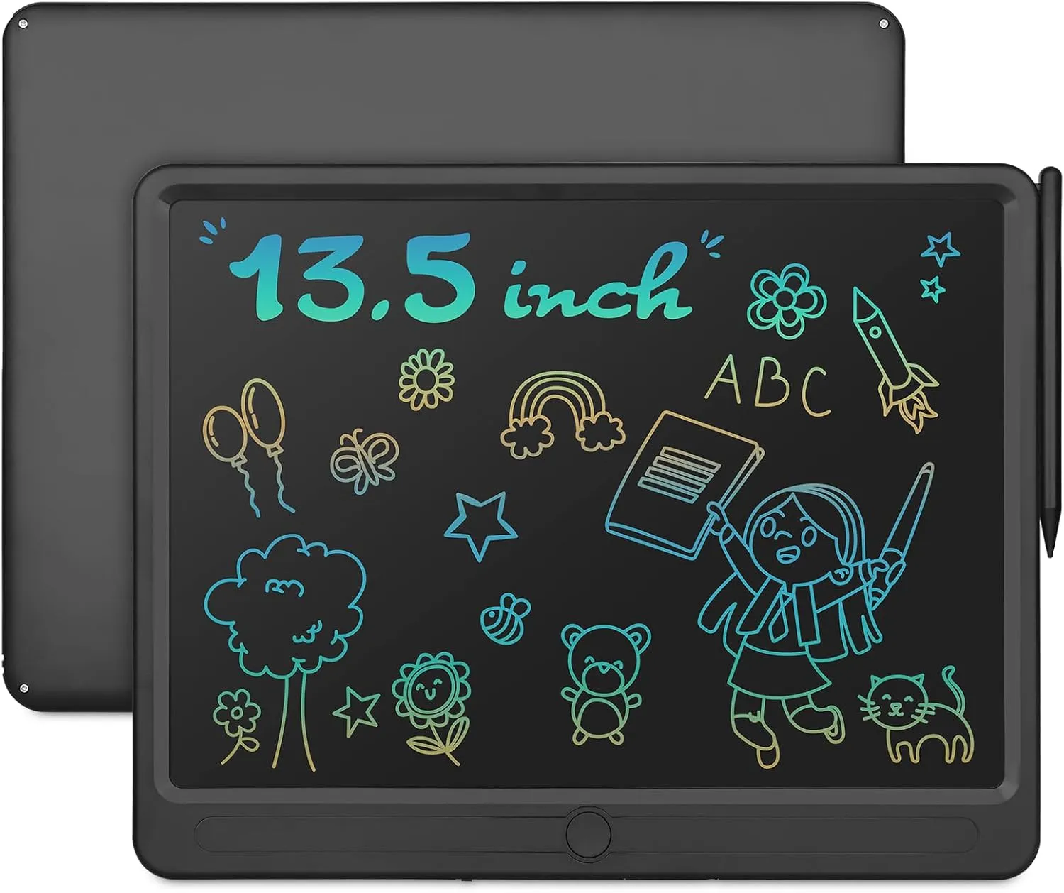 Colorful LCD Writing Tablet for Kids 13 Inch Electronic Writing Drawing Pads Portable Doodle Board Gifts for Kids Boys Girls 3 4 5 6 Year Old Black