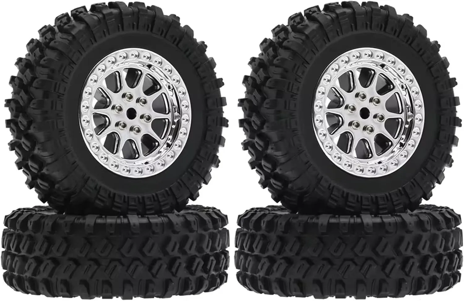 Compatible with MN D90 MN98 MN99S MN82 for WPL C14 C24 C34 B14 B24 4pcs 70mm Tire Tyres Wheel RC Car Upgrade Parts Accessories RC Wheel Tires(White)