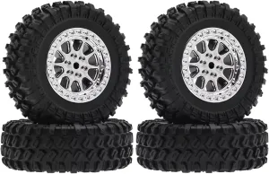 Compatible with MN D90 MN98 MN99S MN82 for WPL C14 C24 C34 B14 B24 4pcs 70mm Tire Tyres Wheel RC Car Upgrade Parts Accessories RC Wheel Tires(White)