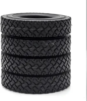 Compatible with Tamiya Trailer Tractor Truck for 1/14 RC Car Wheels Parts Front Wheel Hubs Rims and Rubber Tires Kit RC Wheel Tires
