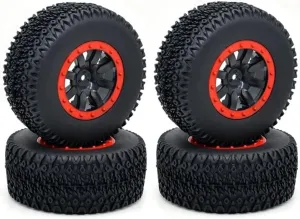 Compatible with Traxxas for Slash for VKAR 10SC ZD for Racing DBX-10 1/10 RC for Terrain Truck RC Car Parts 4Pcs Short Course Tires Wheel RC Wheel Tires