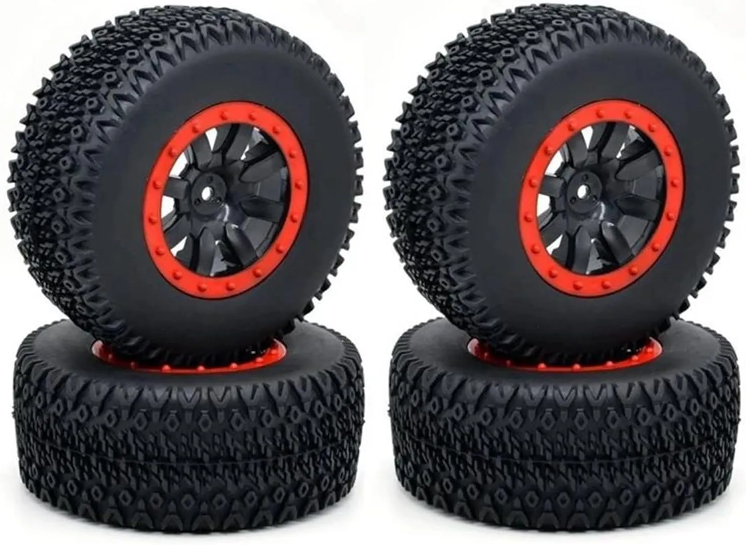 Compatible with Traxxas for Slash for VKAR 10SC ZD for Racing DBX-10 1/10 RC for Terrain Truck RC Car Parts 4Pcs Short Course Tires Wheel RC Wheel Tires