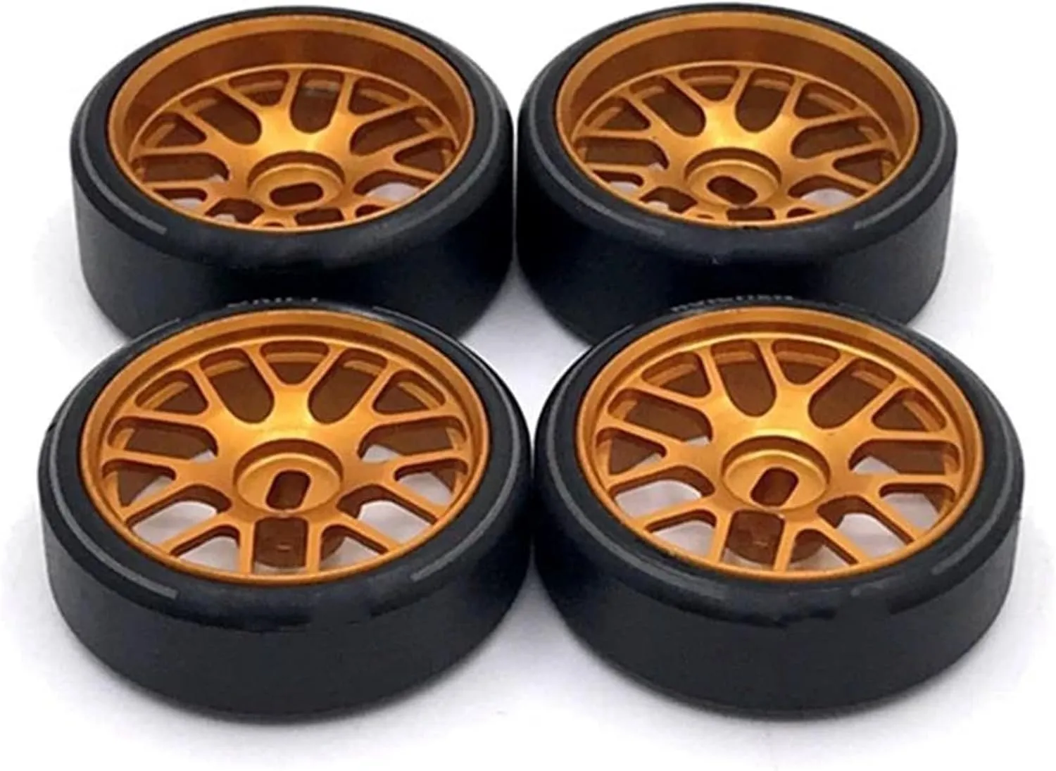 Compatible with Wltoys 284131 K969 K989 P929 for Mini 1/28 RC Car 4Pcs Metal Wheel Rim Hard Plastic Drift Tire Tyres Upgrades Parts RC Wheel Tires(Yellow)