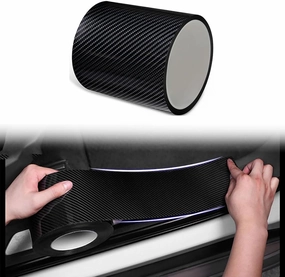 Compatible with Alfa Romeo MiTo, 3M Long Car Door Sill Protective Film, Door Edge Anti-Scratch Strip Self-Adhesive Tape Sticker Auto Parts,Carbon Fiber Texture-3CM Wide