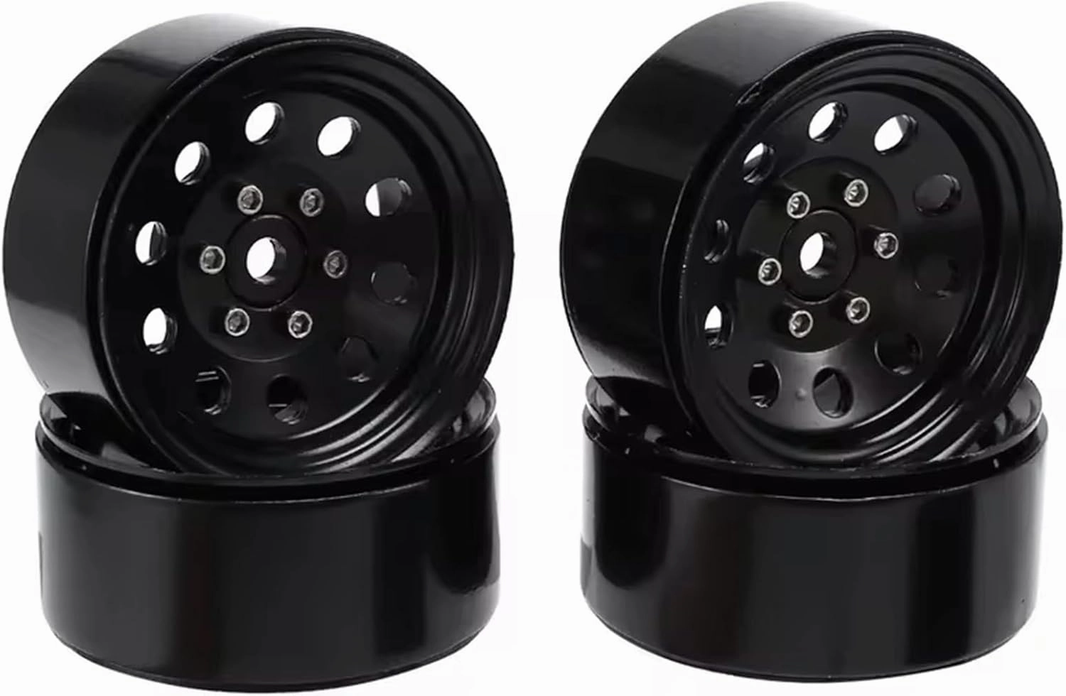 Compatible with Axial SCX10 90046 TRX4 for Redcat GEN8 4PCS Metal 1.9" Beadlock Wheel Rims 1:10 RC Crawler Car Accessories RC Wheel Tires(Black)
