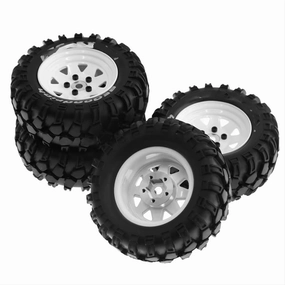 Compatible with Traxxas 1/10 RC Crawler Car Metal 1.9Inch Beadlock Wheel Rim Rubber Tire Set with 12mm Adapter RC Car Tires Accessories RC Wheel Tires