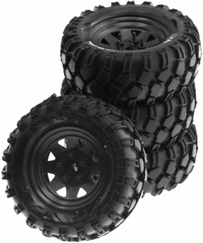 Compatible with Trxs for TRX4 for for Axial SCX10 4pcs 93mm Metal 1.9" Beadlock Wheel Rim Rubber Tire Set for 1/10 RC Crawler Car RC Wheel Tires(Black)