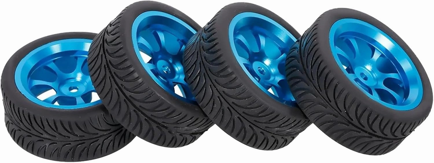 Compatible with Wltoys 144001 A959 124019 124018 1/12 1/14 1/18 RC Car 4pcs 65mm Rubber Tyre Tires Aluminum Alloy Wheel Rims RC Wheel Tires