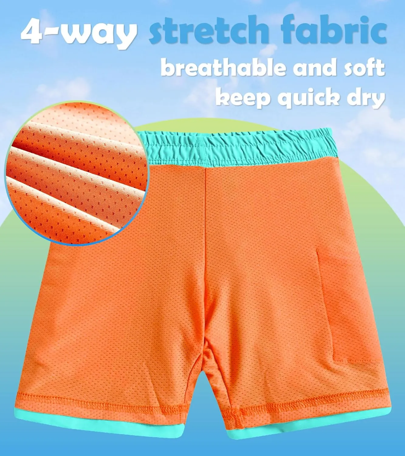 Cozople 7-20T Boys Swim Trunks with Compression Liner Solid Color Bathing Suit Quick Dry Swim Shorts Swimwear