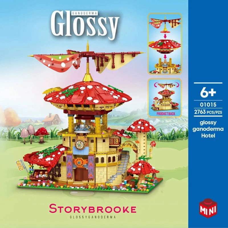 Creator MOC Glossy Ganoderma Mushroom Hotel MINI Bricks Toy