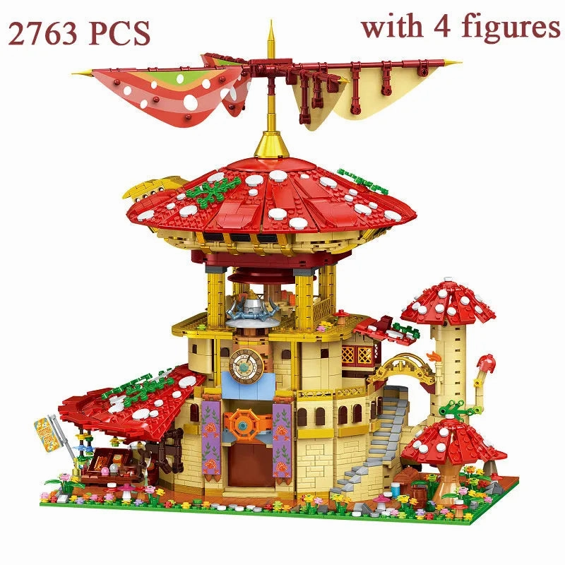 Creator MOC Glossy Ganoderma Mushroom Hotel MINI Bricks Toy