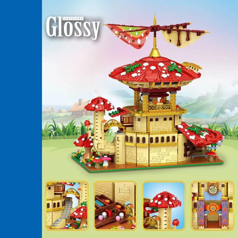 Creator MOC Glossy Ganoderma Mushroom Hotel MINI Bricks Toy