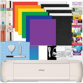Cricut Explore 4 Machine with Vinyl and Iron-On Bundle - Beginner Friendly Craft Cutting Machine with Essential Materials, HTV and Adhesive Vinyl Variety Pack- DIY Decor Projects, Apparel and Decals