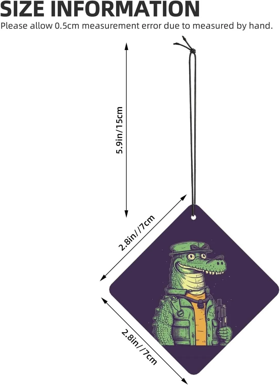 Crocodile holding gun Print Car Air Fresheners 4 Pcs Car Aromatherapy Tablets Hanging Air Freshener Wardrobe Pendant Fragrance Scented Cards for Rearview Mirror Bedroom Car Interior Decor