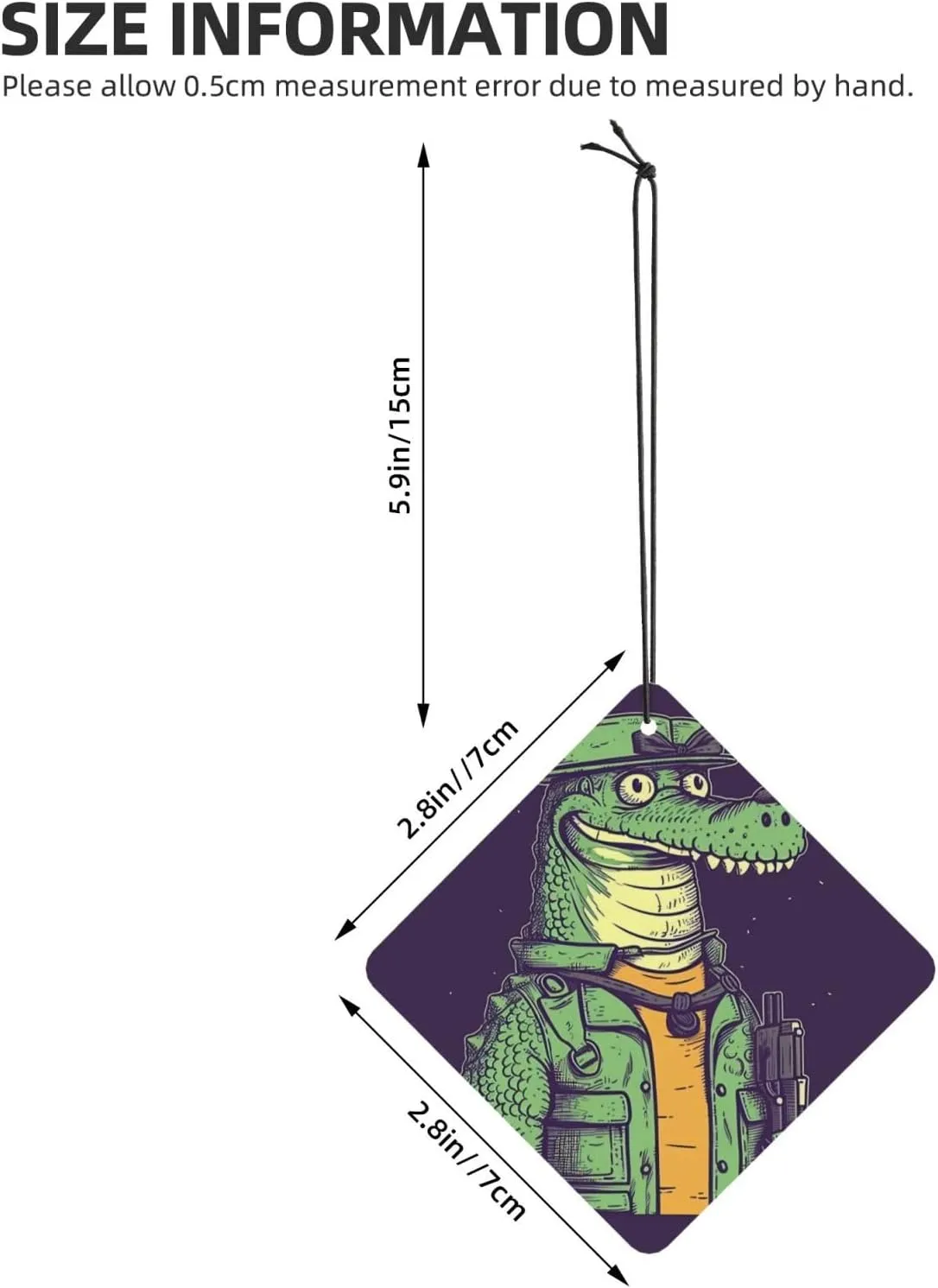 Crocodile holding gun Print Car Air Fresheners 4 Pcs Car Aromatherapy Tablets Hanging Air Freshener Wardrobe Pendant Fragrance Scented Cards for Rearview Mirror Bedroom Car Interior Decor