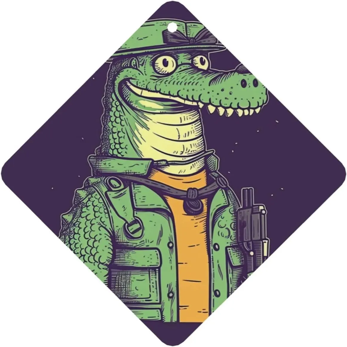 Crocodile holding gun Print Car Air Fresheners 4 Pcs Car Aromatherapy Tablets Hanging Air Freshener Wardrobe Pendant Fragrance Scented Cards for Rearview Mirror Bedroom Car Interior Decor