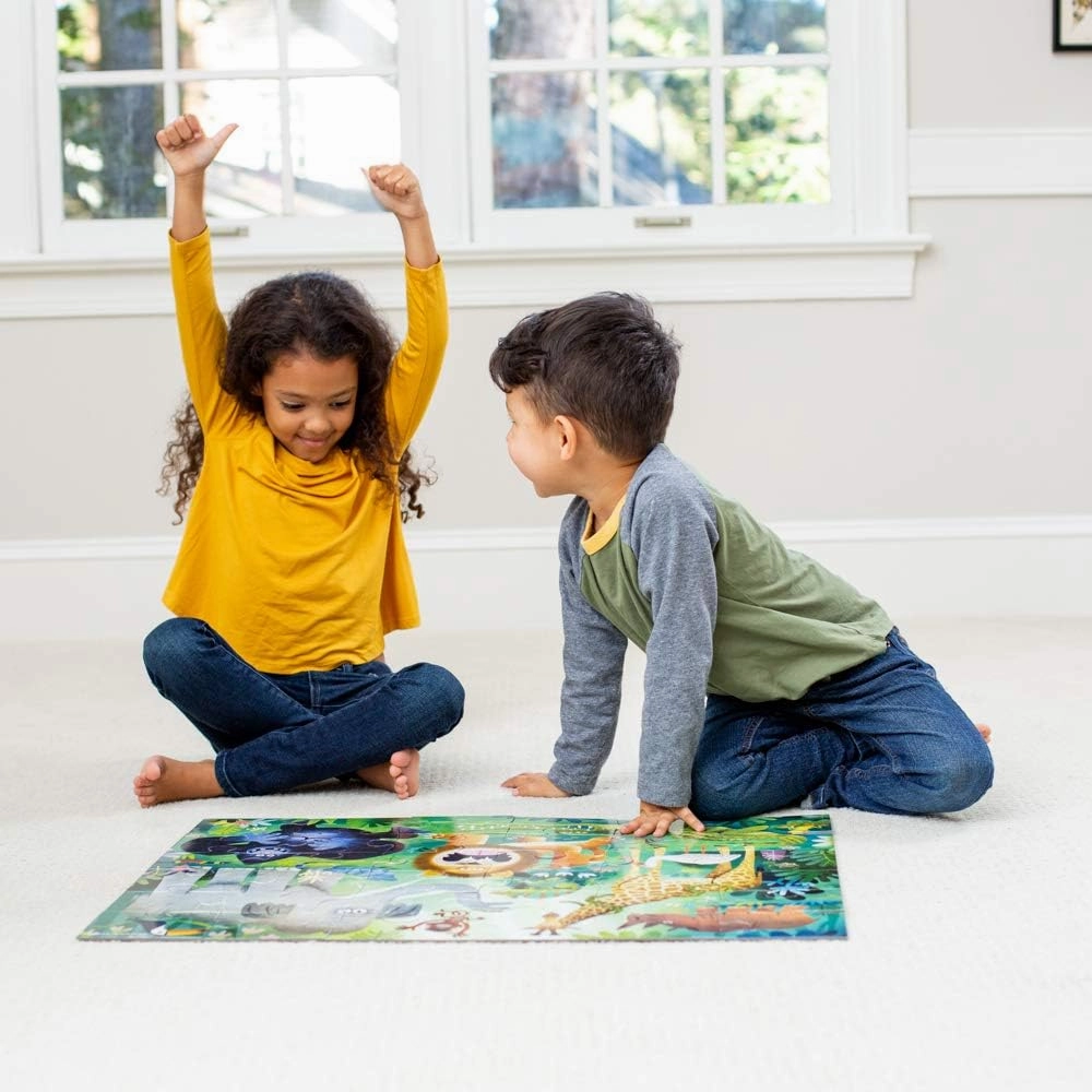Crocodile Creek Very Wild Animals 36-Piece Floor Puzzle - with Heavy-Duty Shaped Box for Storage, Large 20" x 27" Completed Size, Designed for Kids Ages 3 Years and up