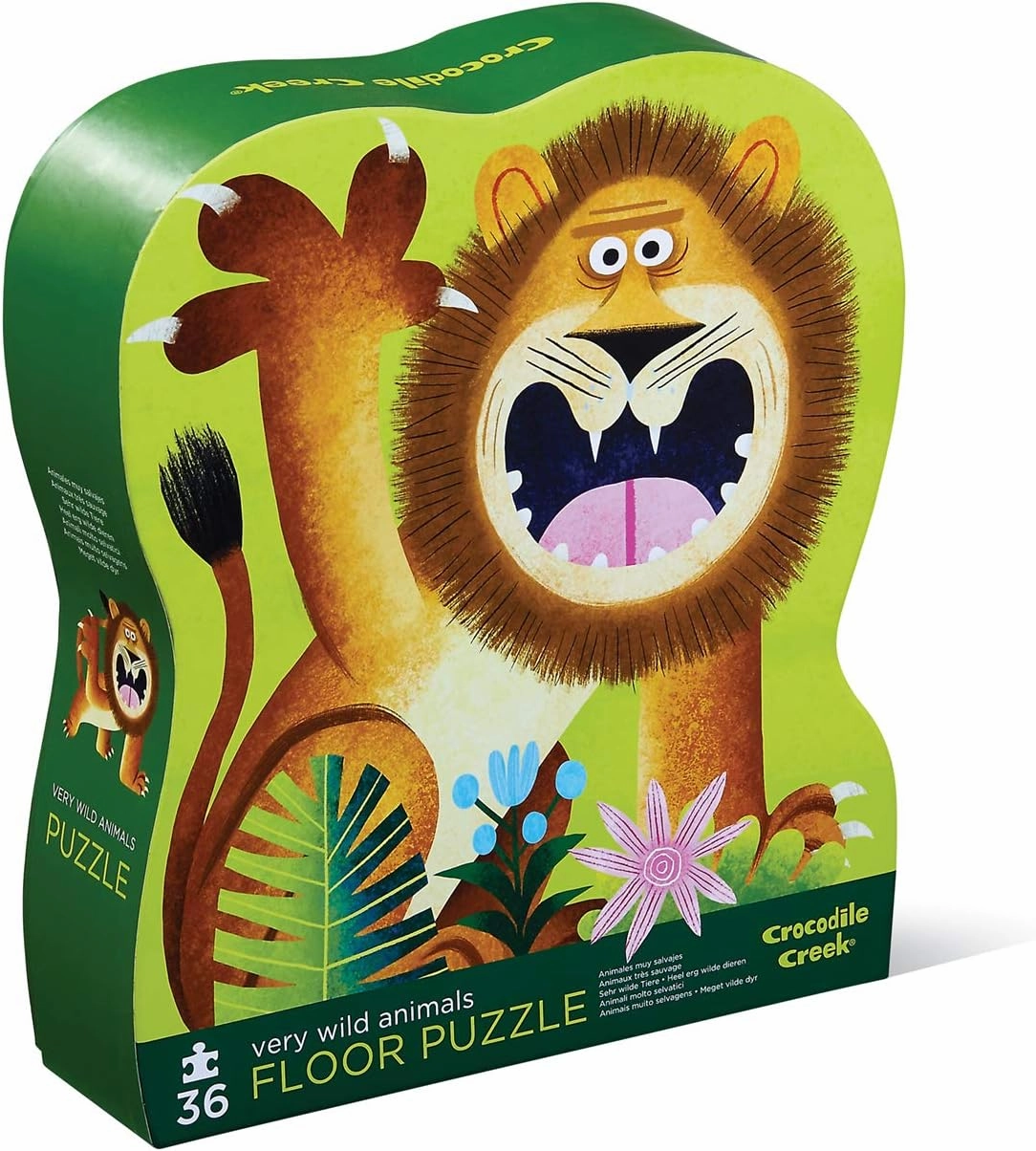 Crocodile Creek Very Wild Animals 36-Piece Floor Puzzle - with Heavy-Duty Shaped Box for Storage, Large 20" x 27" Completed Size, Designed for Kids Ages 3 Years and up