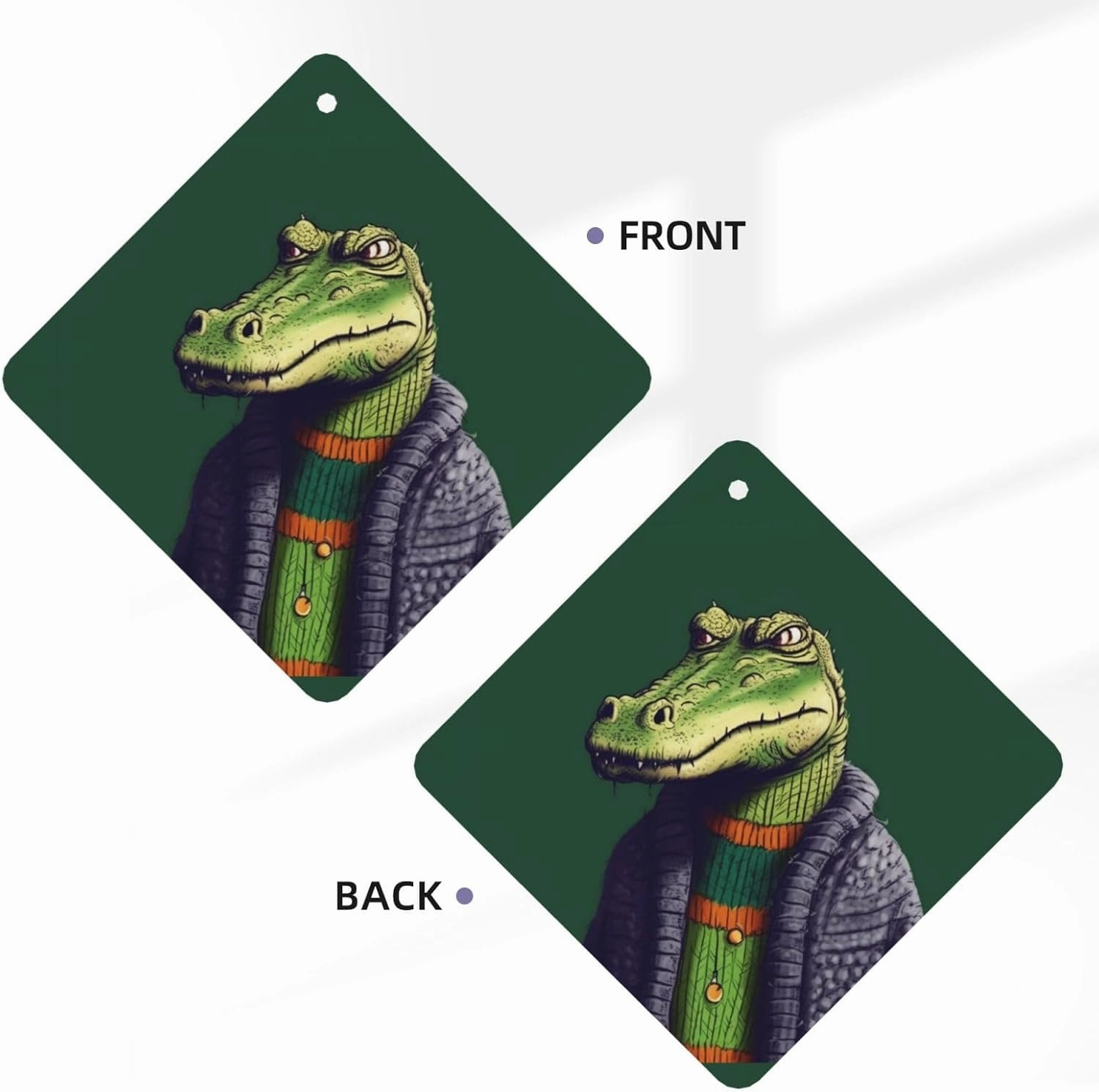 Crocodile in sweater Print Car Air Fresheners 4 Pcs Car Aromatherapy Tablets Hanging Air Freshener Wardrobe Pendant Fragrance Scented Cards for Rearview Mirror Bedroom Car Interior Decor